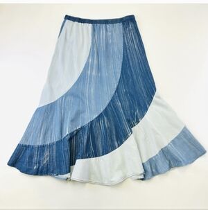 Vintage Frazzle Denim Chambray Maxi Skirt